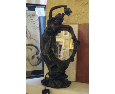 A reproduction Art Nouveau style mirrored lamp base (sold electrically untested)