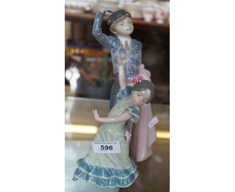 Two Lladro figures depicting a girl dancing and a boy (2).