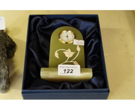 A modern onyx mantel clock fitted in original box.