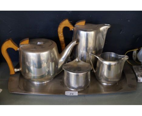 A vintage Picquot ware five piece tea service.