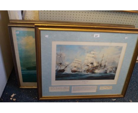 A pencil signed print 'The Battle of Trafalgar' by Robert Taylor.