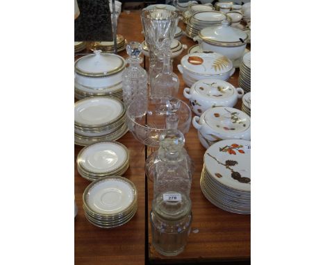 A small collection of glassware to include decanter, bowl, large vase etc.