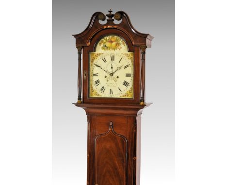 An early 19th century inlaid mahogany eight day Channel Islands longcase clock by Peter Poignand of St Helier, Jersey, the pa