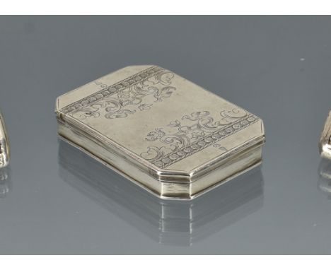 A Georgian silver snuff box, London, maker's mark 'L.M', date letter K, possibly early 18th century, of rectangular form with