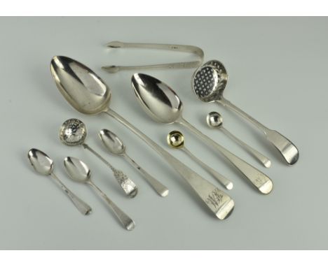 A George III silver basting spoon, John &amp; Henry Lias, London 1819, Old English pattern, engraved monogram 'JEM'; together