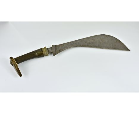 A late 19th century Coorg weapon / knife Ayda Katti, swollen single edge 13¾in. blade of conventional form, stepped brass fer