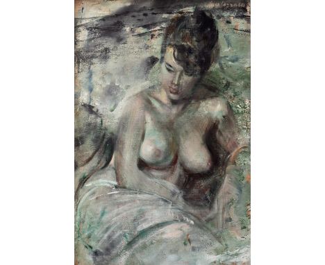 Vasco Lazzolo (British, 1916-1984), Portrait of Christine Keeler, oil on plywood panel, signed 'VASCO LAZZOLO' upper left, in