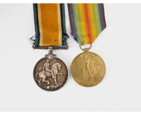 A pair of WWI RGLI medals, the Victory and War medals of PTE 2005 Clifford. M. Hudson Royal Guernsey Light Infantry, mounted 