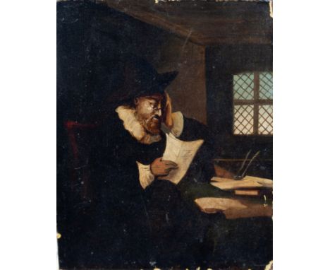 Dutch School (18th / 19th century), Portrait of a gentleman seated in an interior, oil on panel, unframed, 8 1/8 x 6½in. (21.