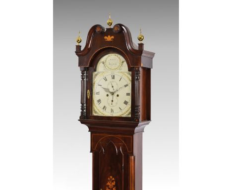 A good early 19th century Scottish inlaid mahogany eight day longcase clock by William Keith of Inverness, the eight day bell