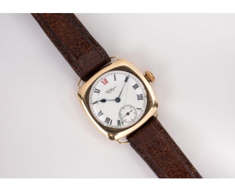 Waltham USA - a 9ct gold cased gentleman's wristwatch, hallmarked Birmingham 1925, Dennison case, no. 310105, signed gilt man