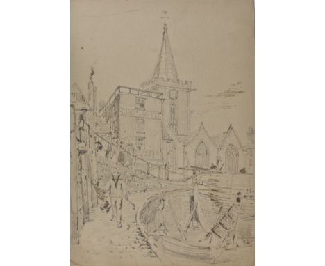 Alexander Monro (British, 1802-1867), 'St. Peter Port Guernsey 14th Sep. 1841', pencil sketch heightened with oil pastel on t