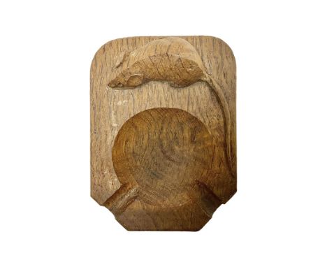 Mouseman - oak ashtray, rectangular form with rounded and canted corners, carved with mouse signature, by the workshop of Rob