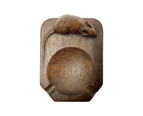 Mouseman - oak ashtray, rectangular form with rounded and canted corners, carved with mouse signature, by the workshop of Rob