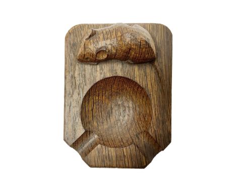 Mouseman - oak ashtray, rectangular form with rounded and canted corners, carved with mouse signature, by the workshop of Rob