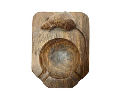 Mouseman - oak ashtray, rectangular form with rounded and canted corners, carved with mouse signature, by the workshop of Rob