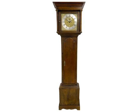 Jeremiah Henderson of Scarborough - 8-day longcase clock in an Elm case c1765,  with a flat top and broad cornice, square hoo