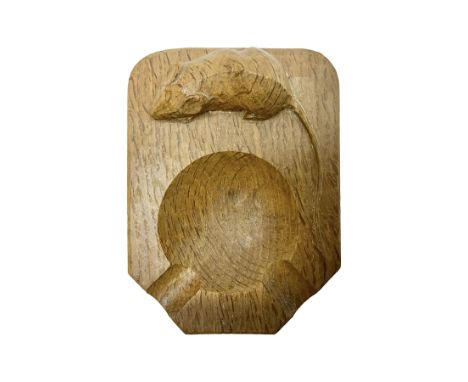 Mouseman - oak ashtray, rectangular form with rounded and canted corners, carved with mouse signature, by the workshop of Rob