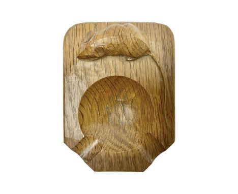 Mouseman - oak ashtray, rectangular form with rounded and canted corners, carved with mouse signature, by the workshop of Rob