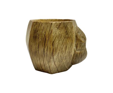 Mouseman - oak napkin ring, octagonal bulbous form carved with mouse signature, by the workshop of Robert Thompson, KilburnDi