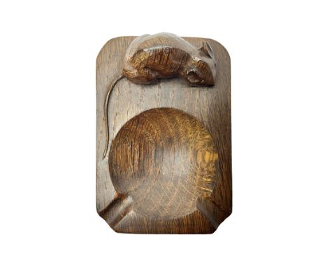 Mouseman - oak ashtray, rectangular form with rounded and canted corners, carved with mouse signature, by the workshop of Rob