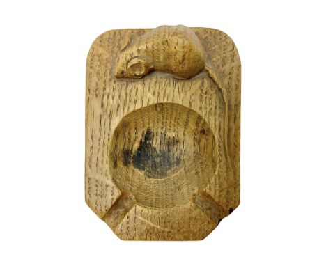 Mouseman - oak ashtray, rectangular form with rounded and canted corners, carved with mouse signature, by the workshop of Rob