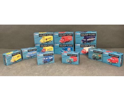 A selection of twelve diecasts, Golden Oldie Corgi series, lorries and vans