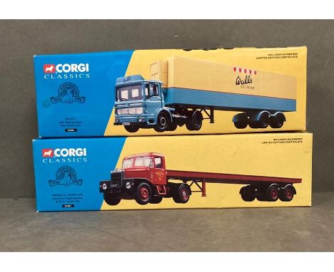 Corgi Classics Diecast 16401 Siddle C Cook Ltd Scammell Highwayman &amp; 33ft Trailer Set and 21401 Wall's AEC Refrigerated B