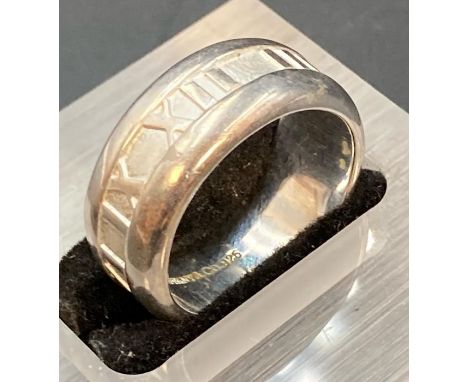 A Tiffany 2003 Atlas ring in Sterling Silver, (size Q/R)