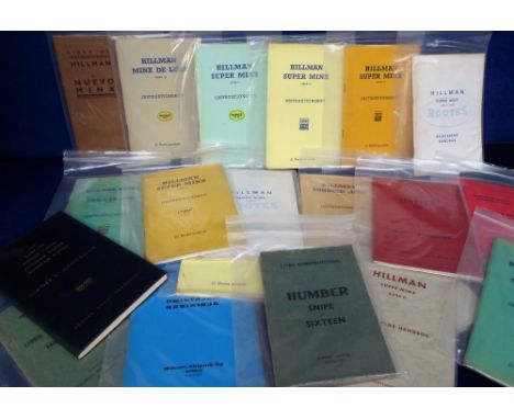 Motoring, 26 car manuals dating from the 1930s onwards, mostly Rootes publications in foreign languages. Cars include Hillman