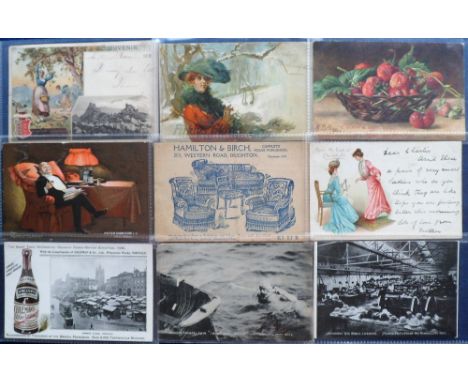 Postcards, a selection of 16 mainly UK product Advertising cards inc. Firkins Gloves, Suchard, Dysons Jams, Jaffa, Dawson's W