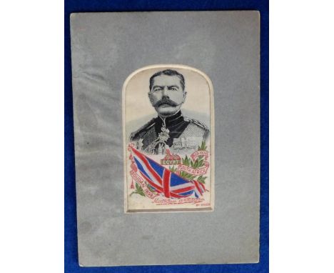 Silk Portrait of Kitchener, Stevengraph in original mount with back label (overall size 5.25" x 7.5") (silk gd, mount water d