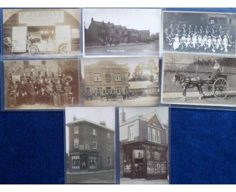 Postcards, Middlesex, a good selection of 8 RP cards of Harrow and its environs, inc. premises of E J Lovatt coachbuilder at 