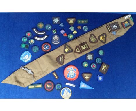 Girl Guiding, 1970s Girl Guide sash with attached badges plus 40 loose cloth and metal badges and proficiency awards mainly r