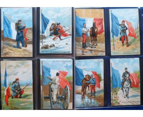 Postcards, Military, approx. 120 cards inc. Flags (French Army) (22), Pluviose catastrophe 26.3.1910 (14), Kite Flying at Ald