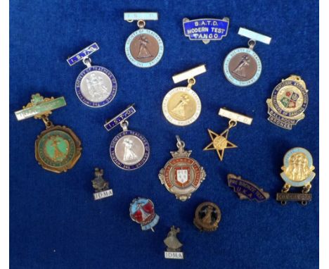Collectables, 16 vintage ballroom dancing awards, badges and medals including one enamel and silver award for 'Juvenile Dance