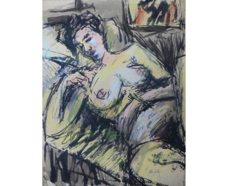 Peter Collins, portrait of a female nude, watercolour, 66 x 51cms, unframed 