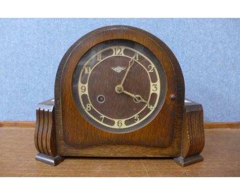 A Bentima oak mantel clock 