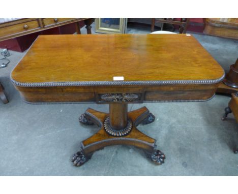 A Regency rosewood fold over card table 