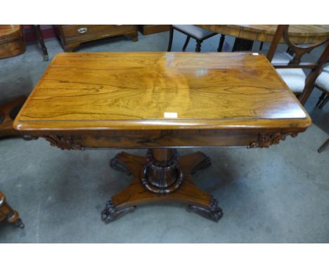 A George IV rosewood fold over card table 