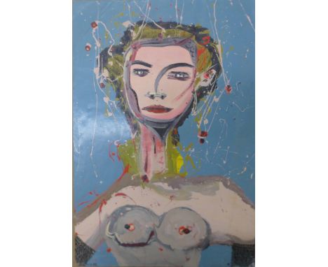 J.P. Leconte, portrait of a female nude, oil on paper, 50 x 34cms, unframed 