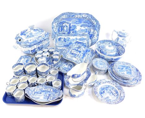 A group of Copeland Spode's Italian pattern blue and white wares, comprising large tureen and cover, small tureen and cover, 