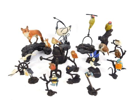 A group of Bowbrook Studios by Worcester Connoisseur collection models of animals, comprising fox and cub, thrush and waterin