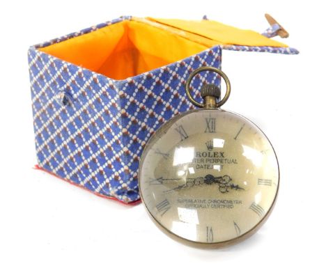A reproduction Rolex Oyster Perpetual Superlative chronometer, with domed front, on a silvered face with movement, bezel wind
