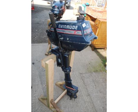 An Evinrude BE4BRESR 4hp twin cylinder two-stroke Outboard Marine Engine with integral fuel tank and drive/neutral selector l