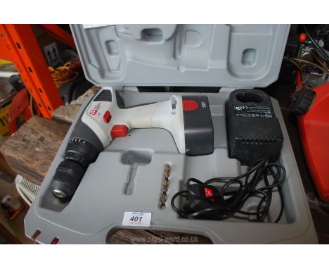 A Pro Hammer Drill 18v with rechargeable battery.