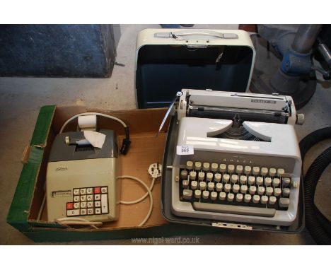 A typewriter and a cash machine.