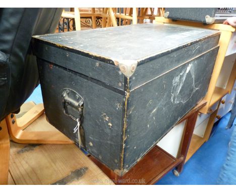 A black storage trunk.
