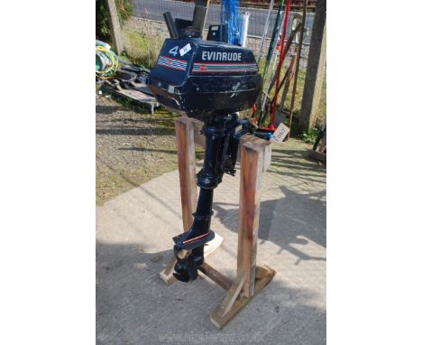 An Evinrude BE4BRESR 4hp twin-cylinder two-stroke Outboard Marine Engine with integral fuel tank and drive/neutral selector l