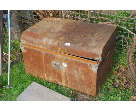 An old tin trunk.